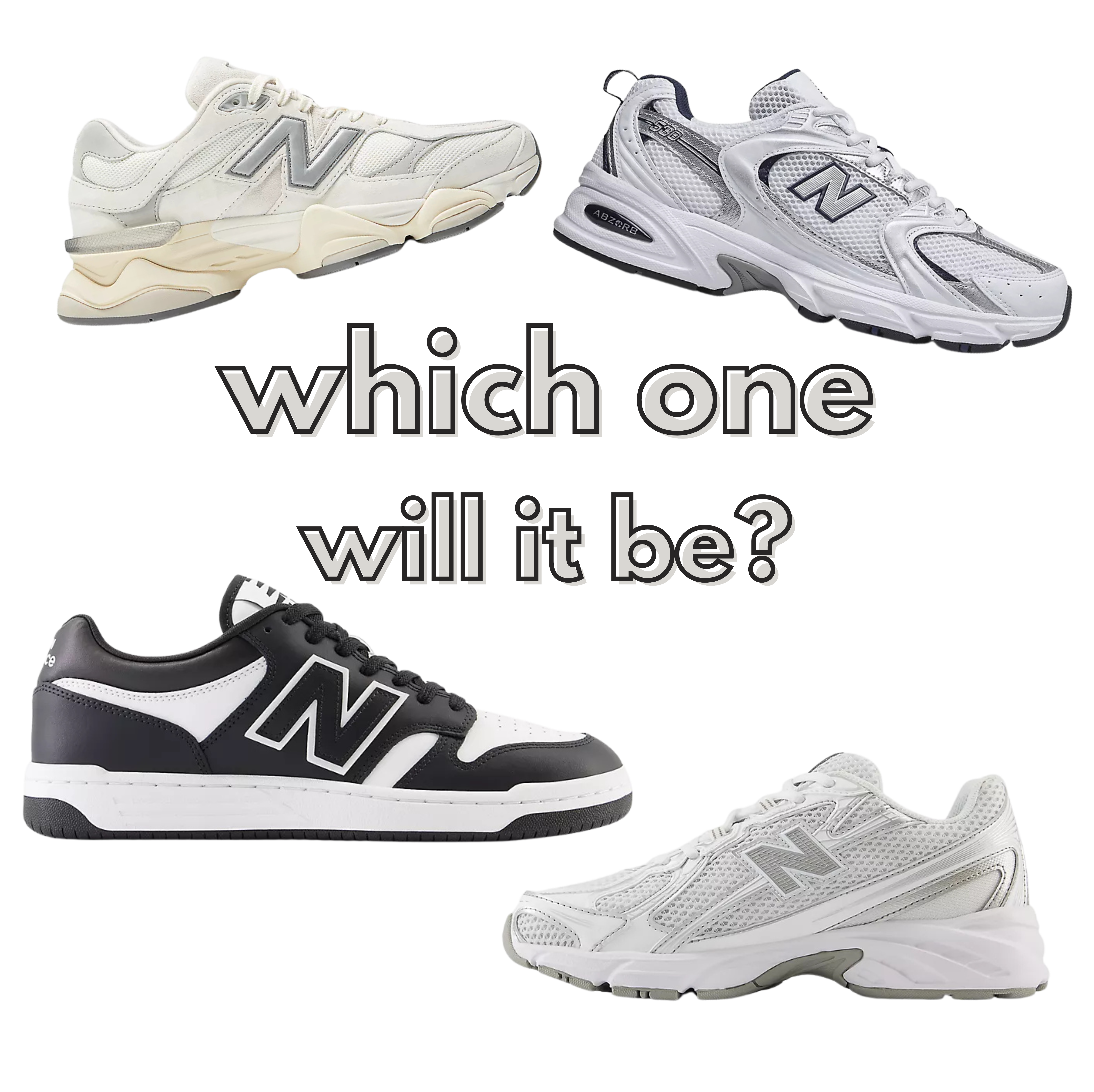four difference new balance shoes